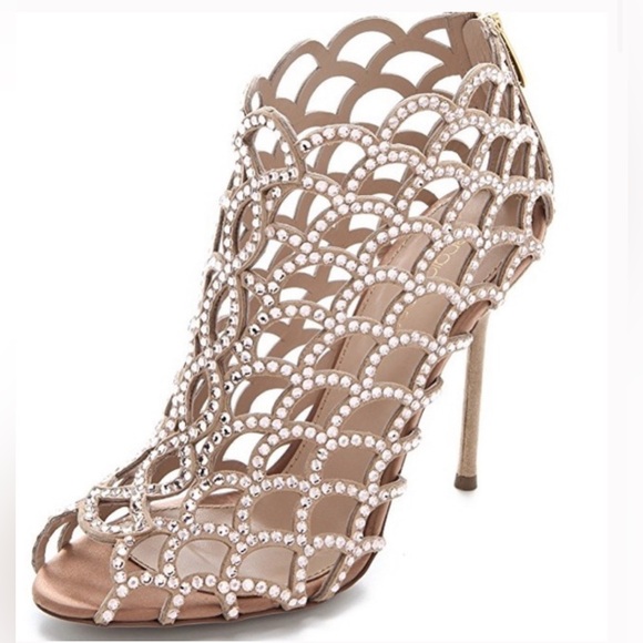 Sergio Rossi Swarovski Crystal Mermaid High Heel Caged Booties size 39/ US 9 - Picture 2 of 9